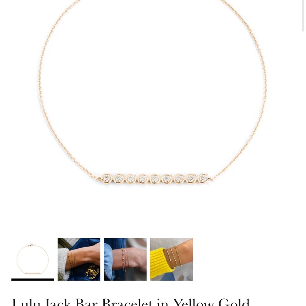 Dana Rebecca Designs Diamond and Yellow Gold Lulu Jack Bar Bracelet *REAL*